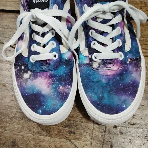 VANS Galaxy Shoes Size 7.5 Sneakers Lace Up Purple Blue Universe - Picture 2 of 9